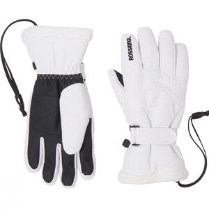 New! Rossignol Waterproof Faux-Fur Cuff Ski Gloves in White/Black size L